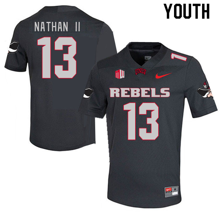 Youth #13 Deamikkio Nathan II UNLV Rebels 2023 College Football Jerseys Stitched-Charcoal